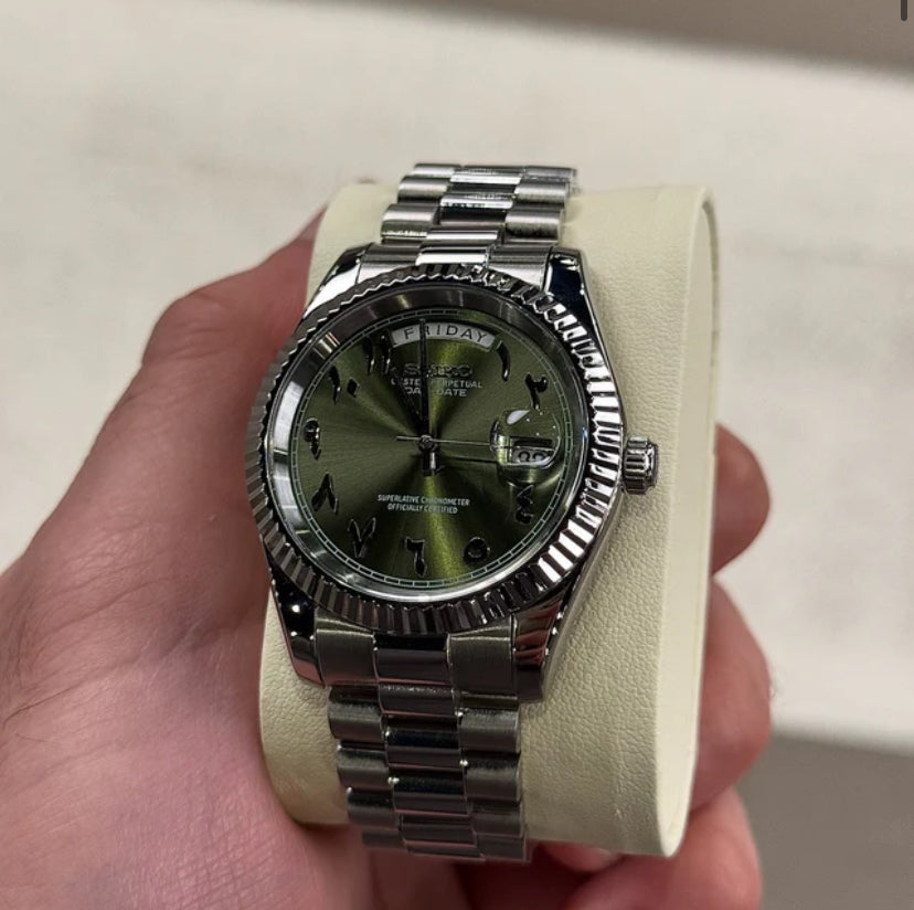 Seiko Day-Date Olive Arabic Dial