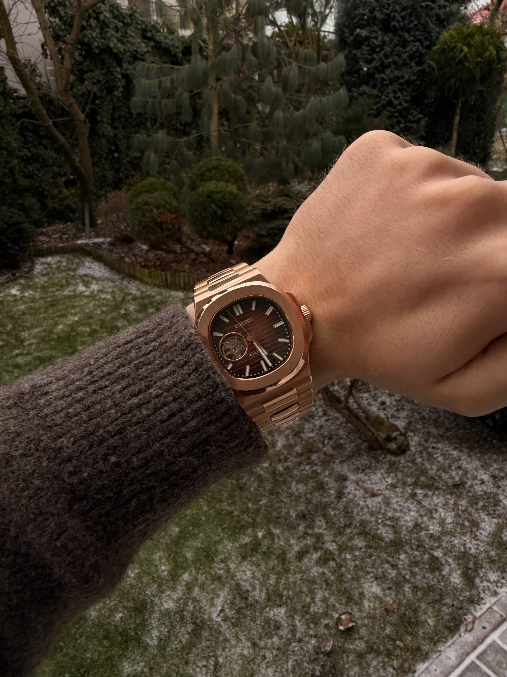 Seiko Nautilus Rose Gold Open Heart